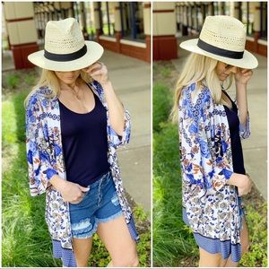 Infinity Raine Sweaters - Blue floral kimono Infinity Raine Sweaters - Blue floral kimono